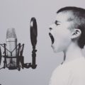 musical talents child singing microphone